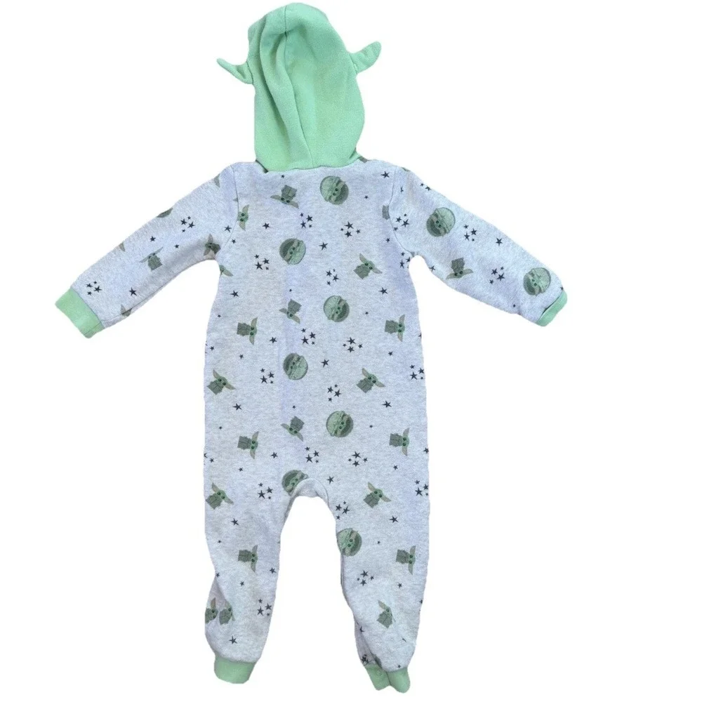 Star Wars Grogu Baby Yoda Toddler One Piece Hooded‎ Pajama Size 24M